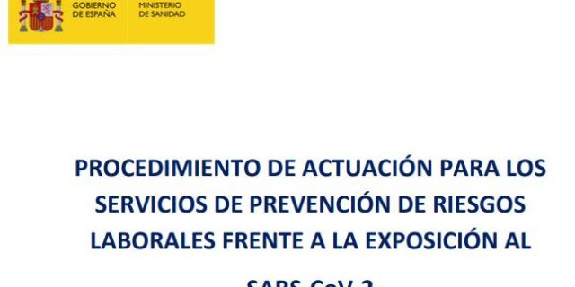 Procedimiento de actuación para los servicios de prevención de riesgos laborales frente a la exposición al SARS-CoV-2