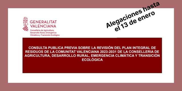 Consulta pública prèvia de la Revisió del Pla Integral de Residus de la Comunitat Valenciana 2023-2031